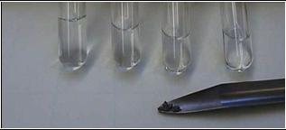 Water, ethanol, acetone and carbon tetrachloride with iodine.